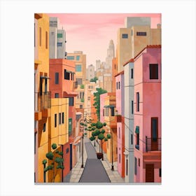 Tel Aviv Israel 8 Vintage Pink Travel Illustration Canvas Print