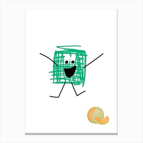 Melon.A work of art. Children's rooms. Nursery. A simple, expressive and educational artistic style. Canvas Print