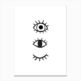 3 Eyes White Canvas Print