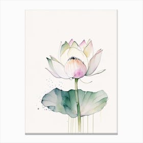 Lotus Flower In Garden Minimal Watercolour 5 Canvas Print