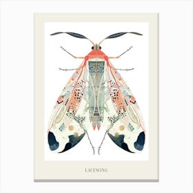 Colourful Insect Illustration Lacewing 19 Poster Canvas Print