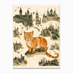 Ginger Cat & Medieval Castles 1 Canvas Print