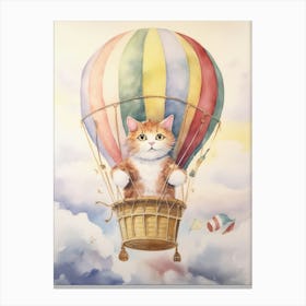Baby Cat 2 In A Hot Air Balloon Canvas Print