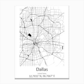 Dallas,United States Minimalist Map 1 Canvas Print