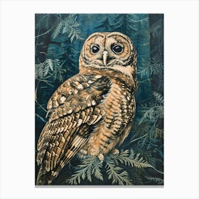 Spotted Owl Relief Illustration 1 Canvas Print