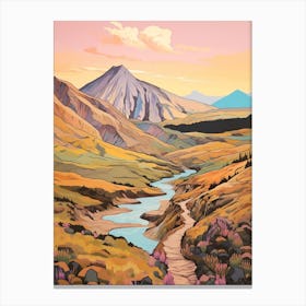 Tongariro Alpine Crossing New Zealand 1 Hike Illustration Canvas Print