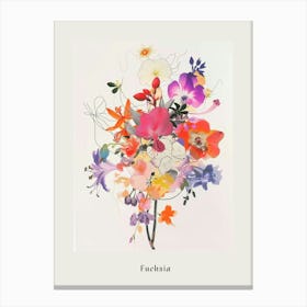 Fuchsia 2 Collage Flower Bouquet Poster Canvas Print