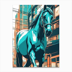 Horse Walking On The Streets Of Tokyo 2 Canvas Print