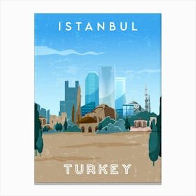 Istanbul, Turkey — Retro travel minimalist poster 4 Canvas Print