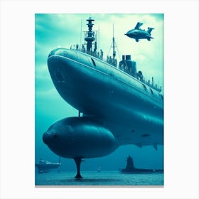 Submarine In The Water Canvas Print