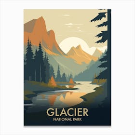 Glacier National Park Vintage Travel Poster 16 Canvas Print