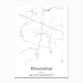 Khrustalnyi,Ukraine Minimalist Map Canvas Print