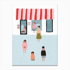 At The Icre Cream Shop Scene, Tiny People And Illustration 3 Canvas Print