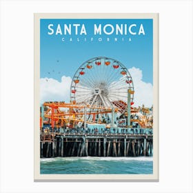 Santa Monica California Travel Poster Canvas Print