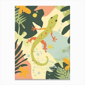 Lime Green Crested Gecko Abstract Modern Illustration 5 Canvas Print