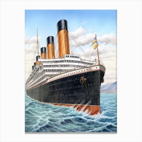 Titanic White Star Pencil Drawing 4 Canvas Print