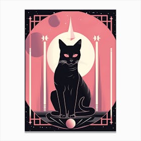 The Fool Tarot Card, Black Cat In Pink 2 Canvas Print