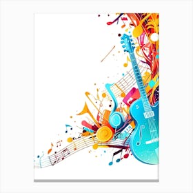 Music Background With Guitar And Musical Notes Canvas Print