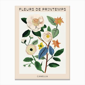 Spring Floral French Poster  Camellia 3 Canvas Print