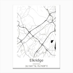 Elkridge,United States Minimalist Map Canvas Print