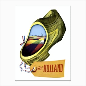 Holland, Land In Traditional Wooden Clog Canvas Print