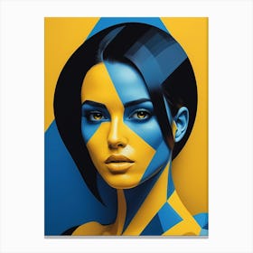 Geometric Woman Portrait Pop Art Fashion Yellow (22) Canvas Print