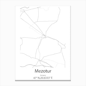 Mezotur,Hungary Minimalist Map Canvas Print