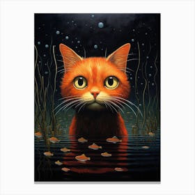 Cat In Water 2 Canvas Print