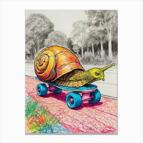 Snail On Skateboard Canvas Print
