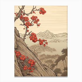 Ume Japanese Plum 2 Japanese Botanical Illustration Canvas Print