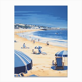 Bournemouth Beach Dorset Printmaking Style 4 Canvas Print