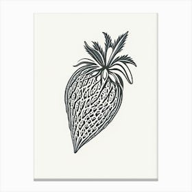 A Single Strawberry, Fruit, William Morris Inspired Canvas Print