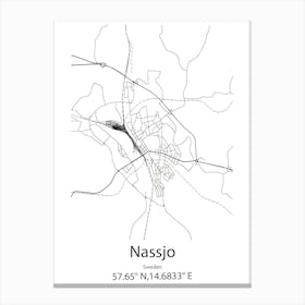 Nassjo,Sweden Minimalist Map Canvas Print