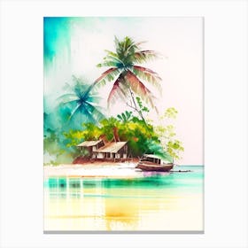 San Blas Islands Panama Watercolour Pastel Tropical Destination Canvas Print