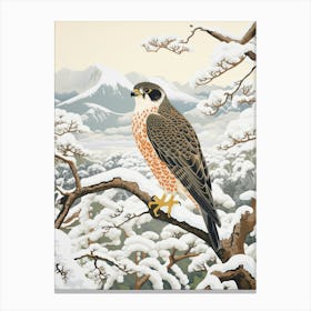 Winter Bird Painting Falcon 4 Canvas Print