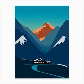 Andermatt, Switzerland Modern Illustration Skiing Poster Canvas Print