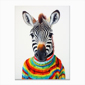Baby Animal Wearing Sweater Zebra 2 Canvas Print