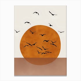 Sunset With Birds Canvas Print