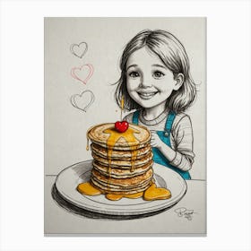 Girl With Pancakes Canvas Print
