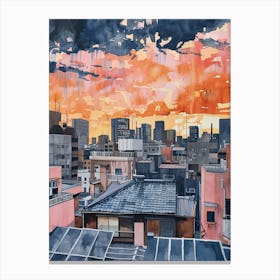 Tokyo Rooftops Morning Skyline 4 Canvas Print