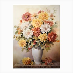 Chrysanthemum Vase Wall Art Print Canvas Print