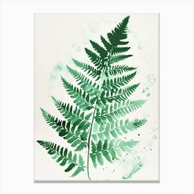 Green Ink Painting Of A Holly Fern 2 Canvas Print