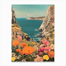 Devon   Floral Retro Collage Style 3 Canvas Print