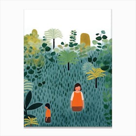  In The Jungle, Tiny People And Illustration 4 Canvas Print