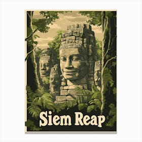 Aihrgdesign A Classic 1960s Travel Poster For Siem Reap Canvas Print