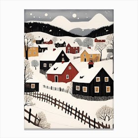 Scandinavian Village Scene Painting (25) Canvas Print