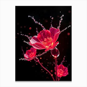 Water Droplets On Red Flowers Toile