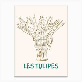 Les Tulipes Flower Vase Hand Drawn Canvas Print