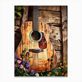 Acoustic Guitar In The Garden Canvas Print