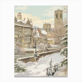 Vintage Winter Illustration Oxford United Kingdom 3 Canvas Print
